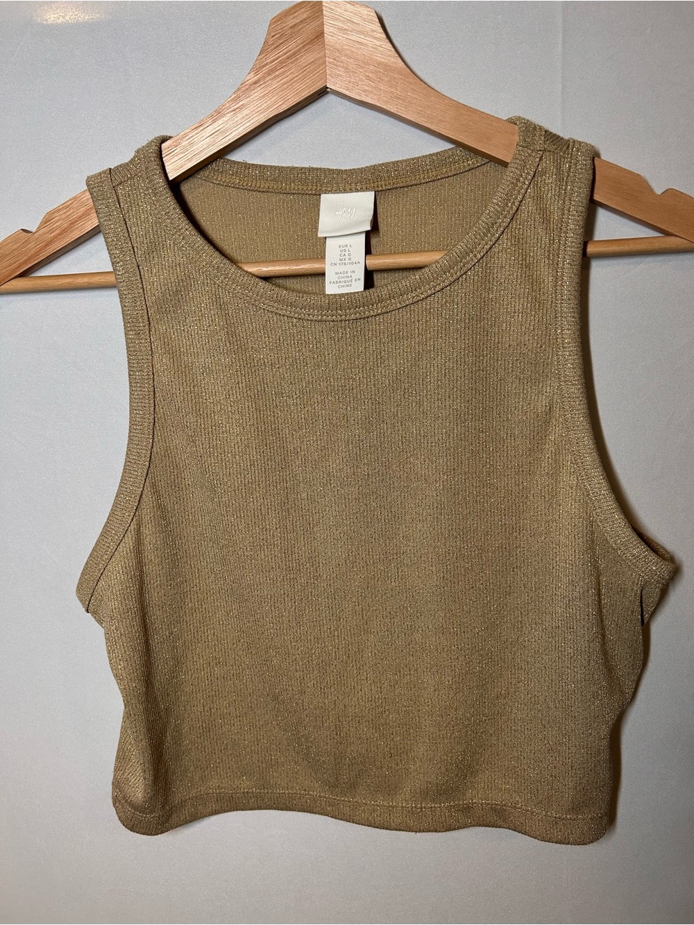 H&M Gold Sparkle Ribbed Tank Crop Top - Size L